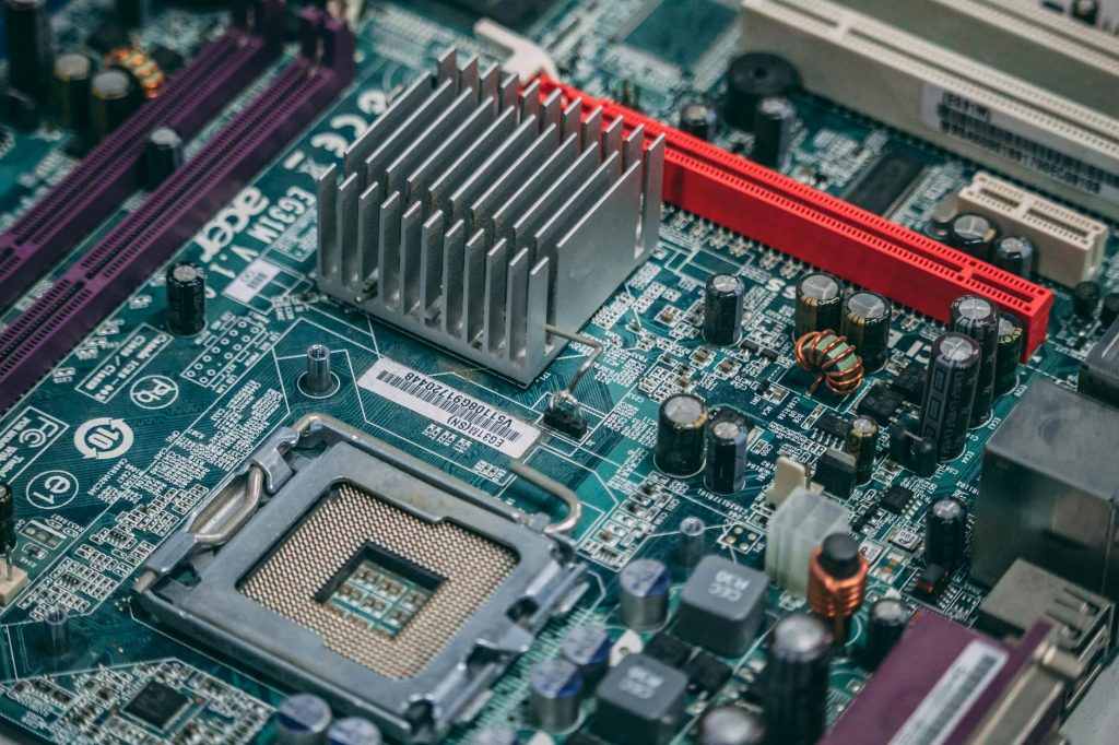 Silicon wafers and clean-room equipment inside a semiconductor fabrication plant