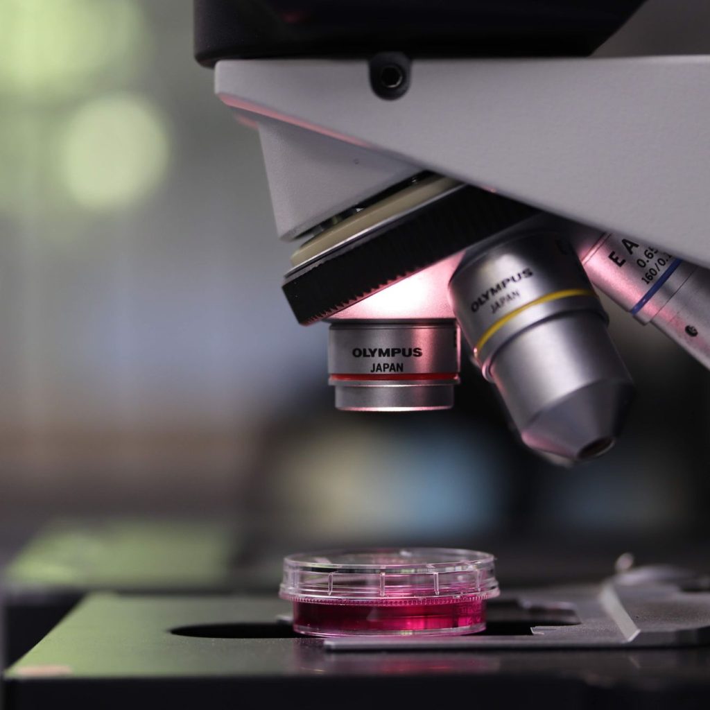 Illustration of magnetic nanoparticles being guided through brain tissue in a research lab setting